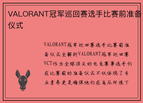VALORANT冠军巡回赛选手比赛前准备仪式